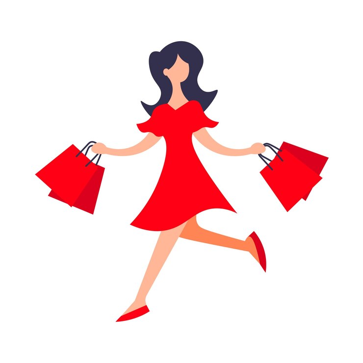 Vetor ilustração de vetor plano de menina de compras