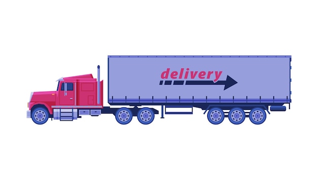 Ilustração de vetor plano de um veículo de transporte de mercadorias