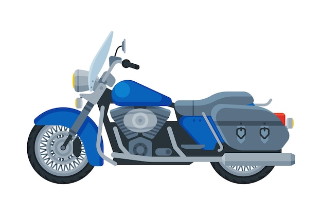 Ilustração de vetor plano de visão lateral de motocicleta cruiser motocicleta veículo