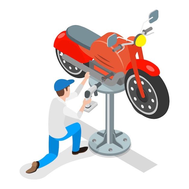 Ilustração de vetor plano isométrico 3d de serviços de reparação de automóveis