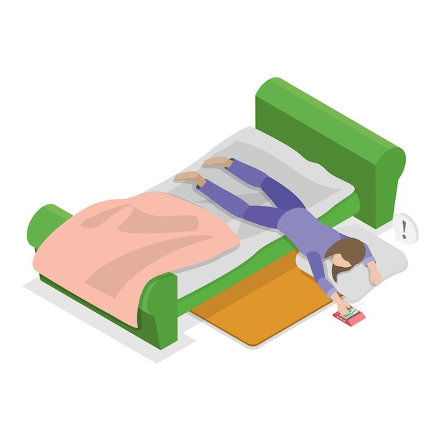 Ilustração de vetor plano isométrico 3D de Sleepy Early Morning Item 1