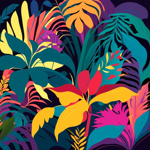 Vetor ilustração de vetores de fundo de plantas tropicais