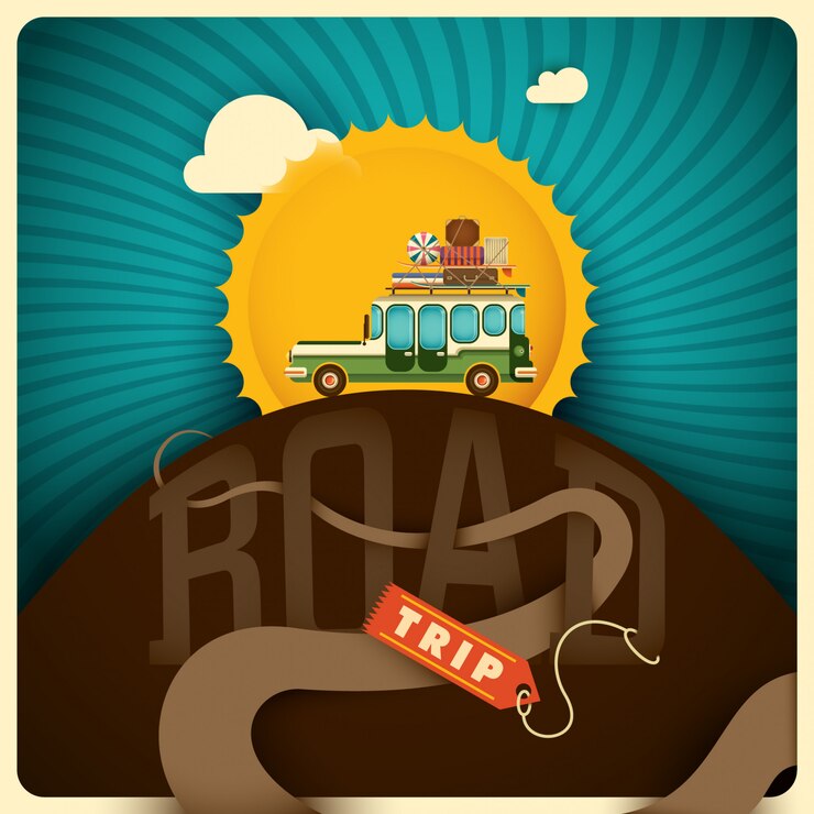 Ilustração de viagem rodoviária