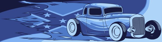 Vetor ilustração de vintage hot rod com painel