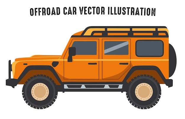 Ilustração de vintage offroad jeep offroad car vector isolado em um fundo branco