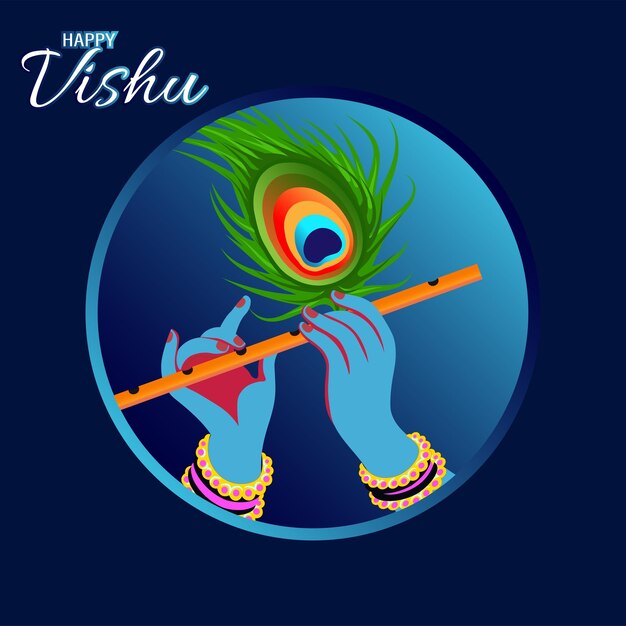 Ilustração de vishu feliz. festival de kerala com vishu kani, vishu flor frutas e legumes.