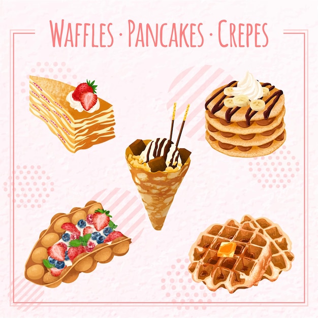 Vetor ilustração de waffles e crepes