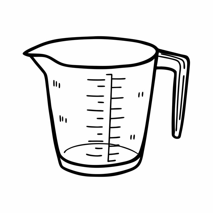 Vetor ilustração de xícara de medição vetorial desenhada à mão para conceitos de cozinha e culinária