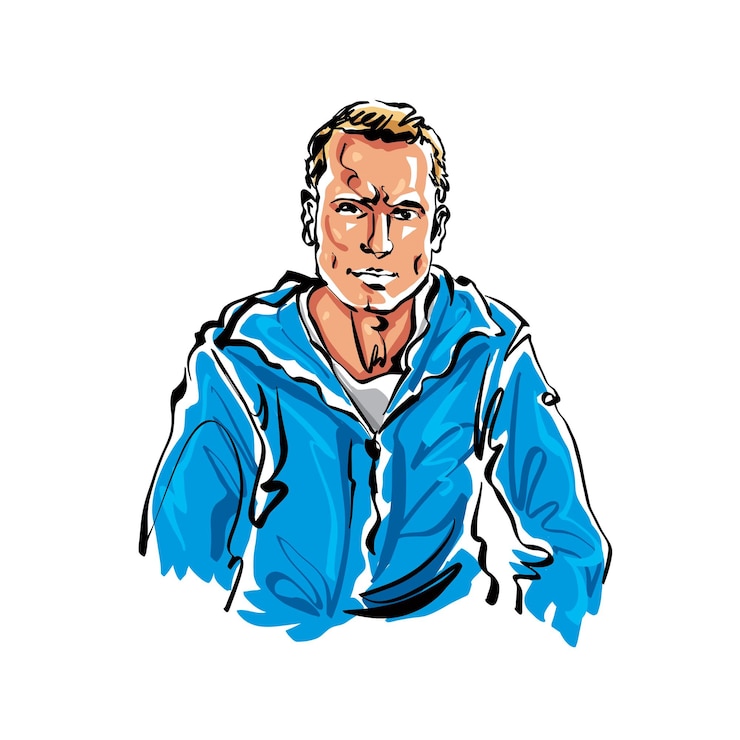 Vetor ilustração desenhada à mão colorida de um homem loiro relaxado.