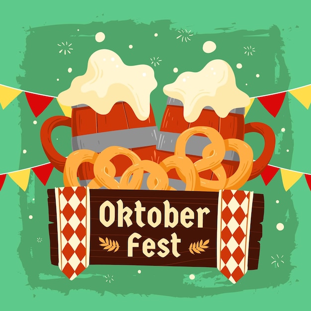 Ilustração desenhada à mão da oktoberfest