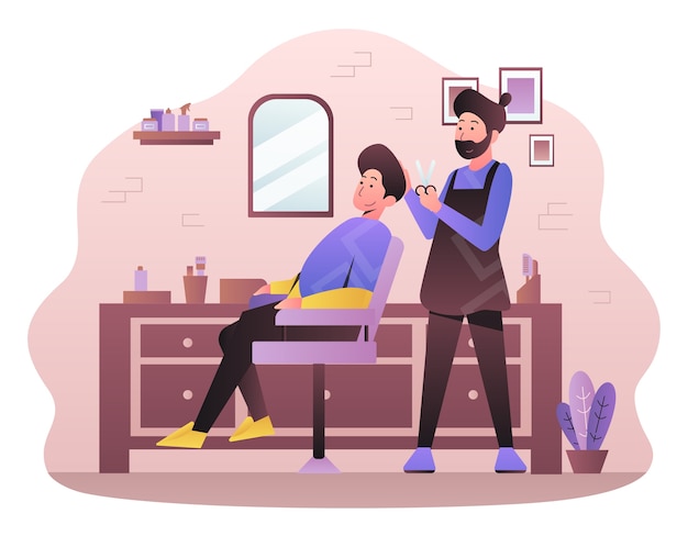 Ilustração desenhada à mão de barbearia