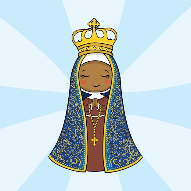 Ilustração desenhada à mão de nossa senhora aparecida