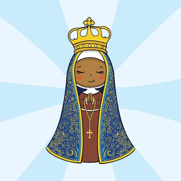 Vetor ilustração desenhada à mão de nossa senhora aparecida