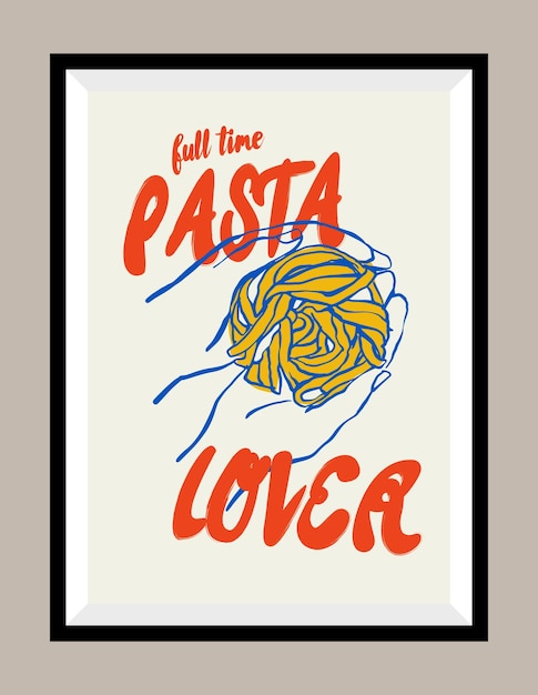 Vetor ilustração desenhada à mão de pasta em uma moldura de cartaz para galeria de arte de parede