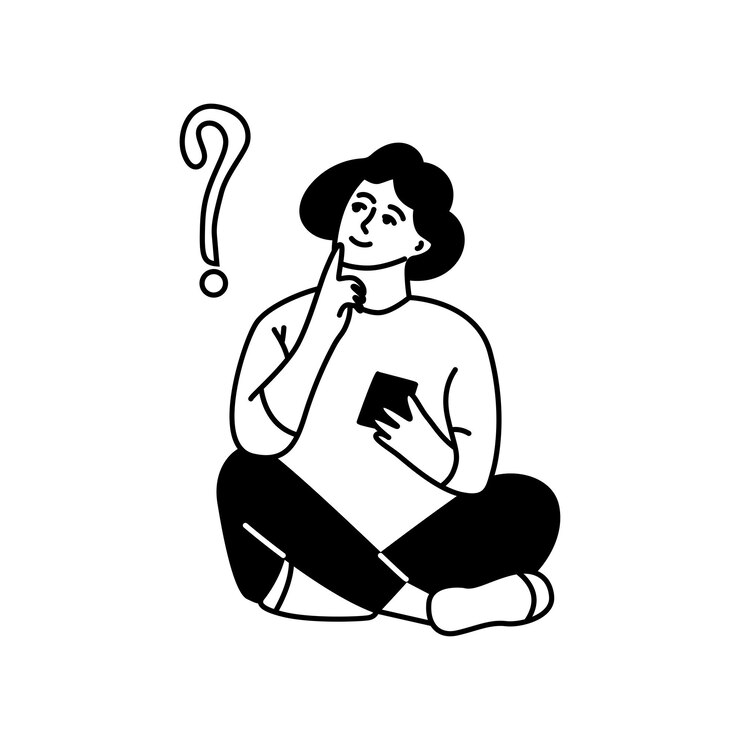 Ilustração desenhada à mão de uma pessoa pensante