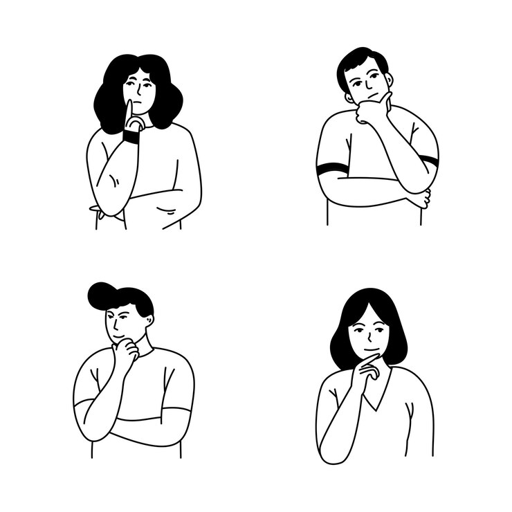Ilustração desenhada à mão de uma pessoa pensante