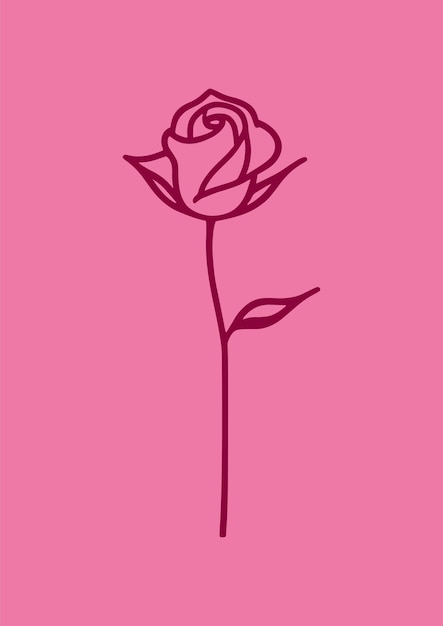 Vetor ilustração desenhada à mão de uma única rosa