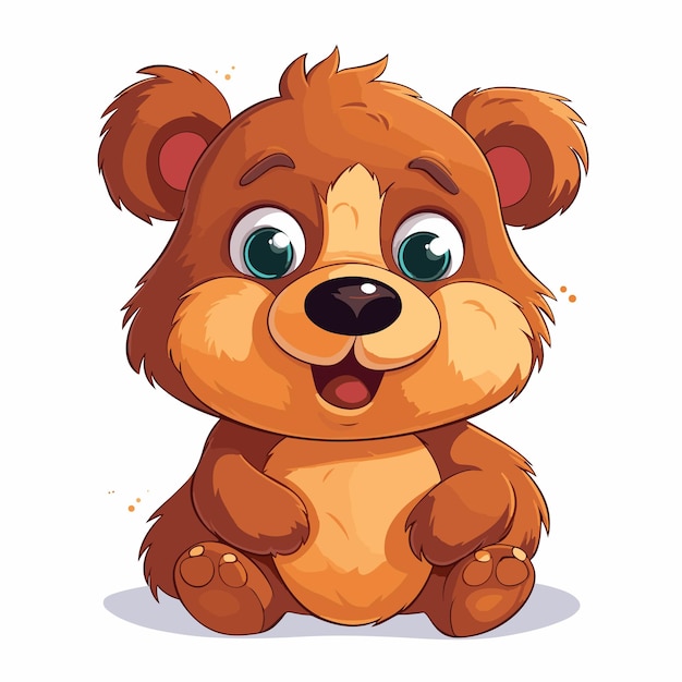 Vetor ilustração desenhada à mão de urso fofo animal de desenho animado
