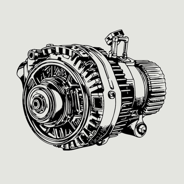 Ilustração desenhada à mão do alternador em estilo gravado isolado no fundo branco