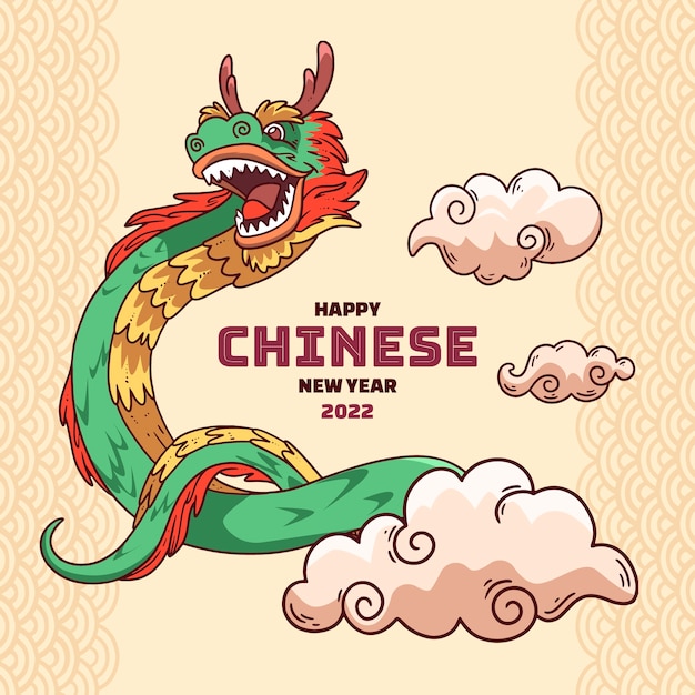 Vetor ilustração desenhada à mão do ano novo chinês