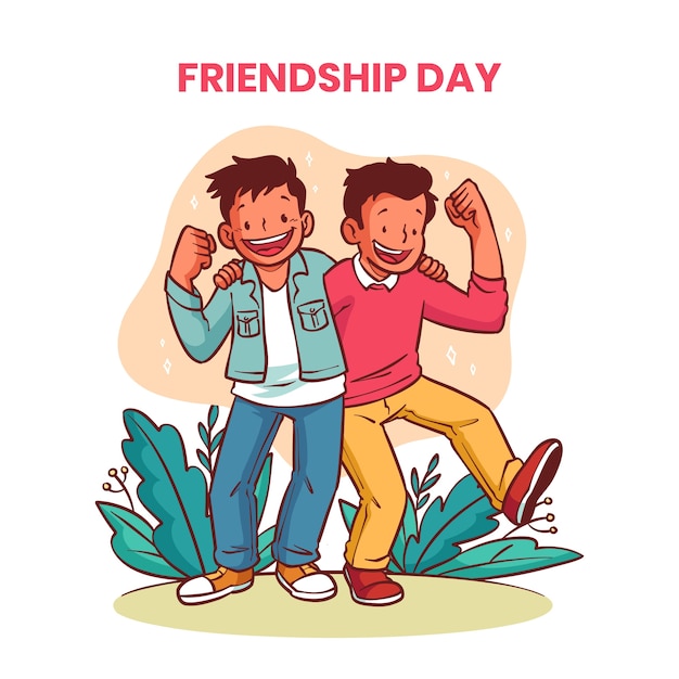 Ilustração desenhada à mão do dia da amizade com amigos