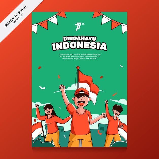 Vetor ilustração desenhada à mão do dia da independência da indonésia