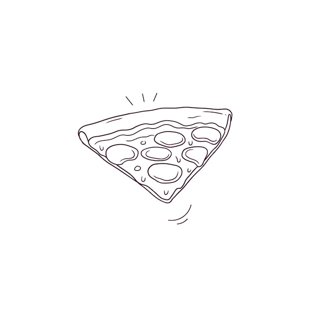 Ilustração desenhada à mão do ícone de pizza em fatias ilustração de esboço vetorial do doodle