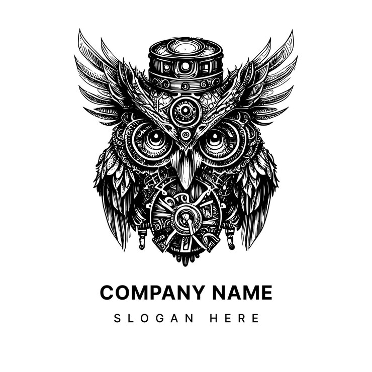 Vetor ilustração desenhada à mão do logotipo da coruja