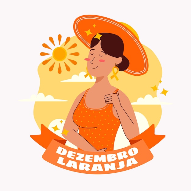 Ilustração desenhada à mão flat dezembro laranja