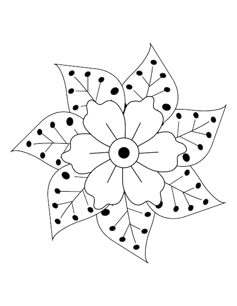 Ilustração desenhada à mão, livro de colorir floral para adultos. mandala páginas para colorir imprimíveis sem costura.