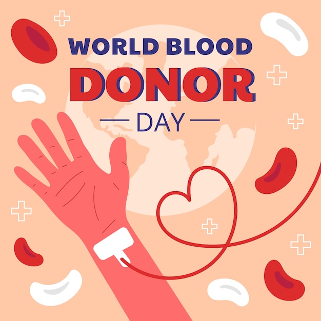 Vetor ilustração desenhada à mão no dia mundial do doador de sangue