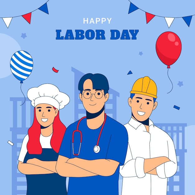 Ilustração desenhada à mão para a celebração do dia do trabalho americano