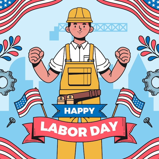 Ilustração desenhada à mão para a celebração do Dia do Trabalho
