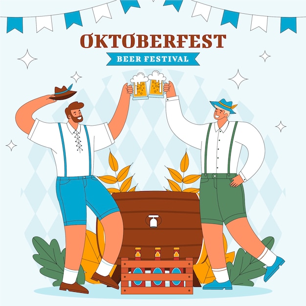 Ilustração desenhada à mão para a celebração do festival de cerveja Oktoberfest