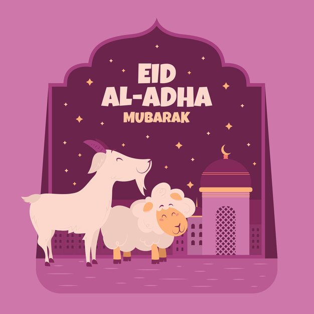 Vetor ilustração desenhada à mão para a celebração islâmica do eid al-adha