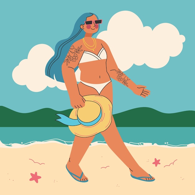 Ilustração desenhada à mão para a temporada de verão