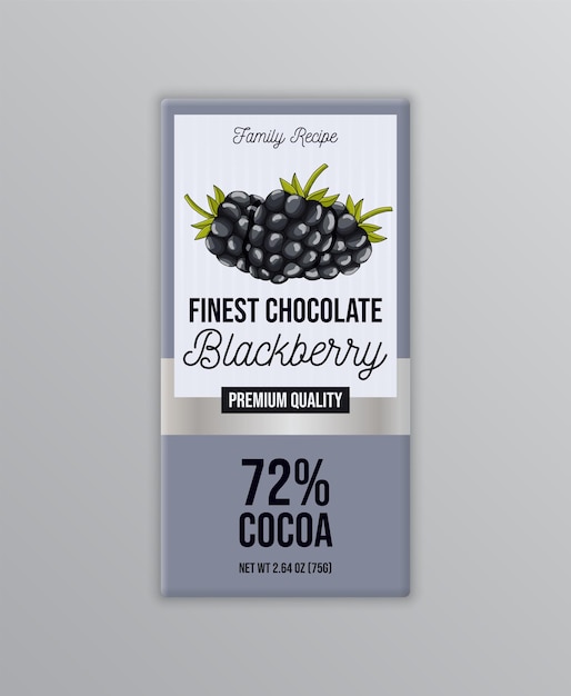 Ilustração desenhada à mão para blackberry chocolate label design