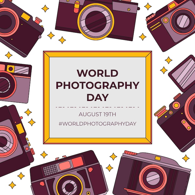 Ilustração desenhada à mão para celebração do dia mundial da fotografia