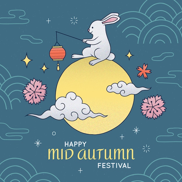 Ilustração desenhada à mão para celebração do festival do meio do outono