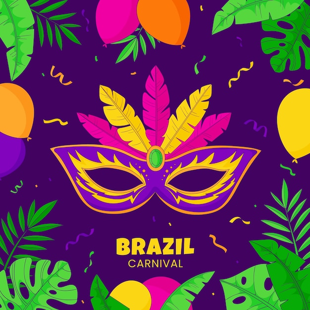 Ilustração desenhada à mão para o carnaval brasileiro