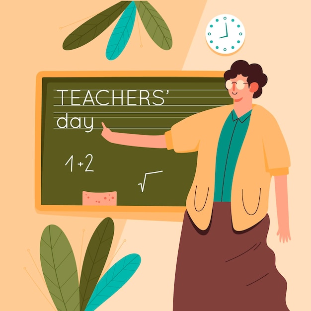 Ilustração desenhada à mão para o dia dos professores.