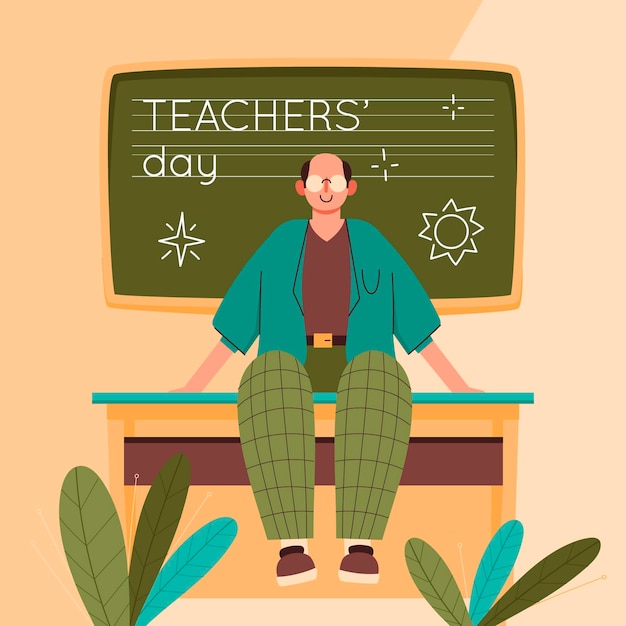 Ilustração desenhada à mão para o dia dos professores.