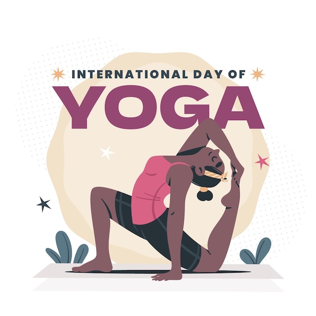Ilustração desenhada à mão para o dia internacional da ioga