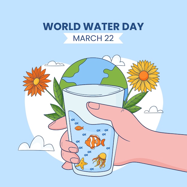 Ilustração desenhada à mão para o dia mundial da água