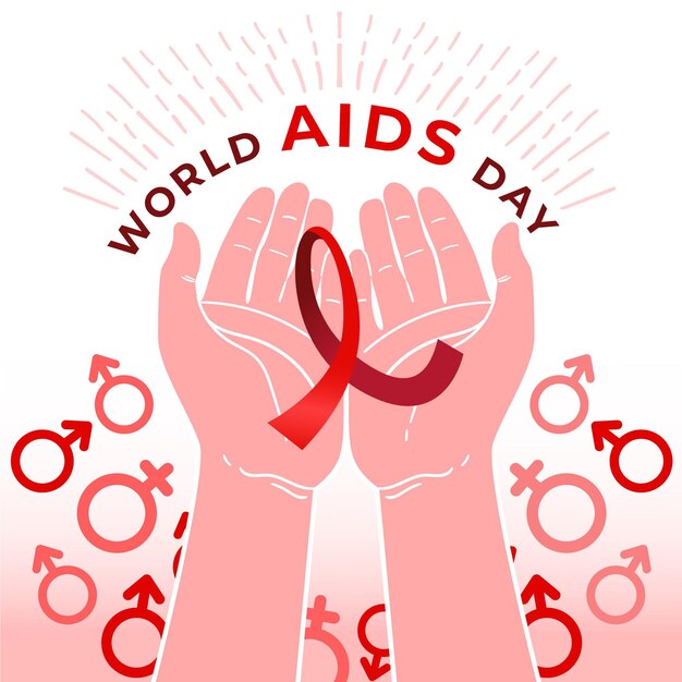 Ilustração desenhada à mão para o Dia Mundial da AIDS