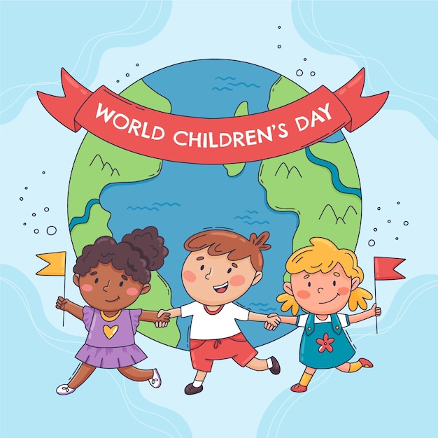 Vetor ilustração desenhada à mão para o dia mundial da criança