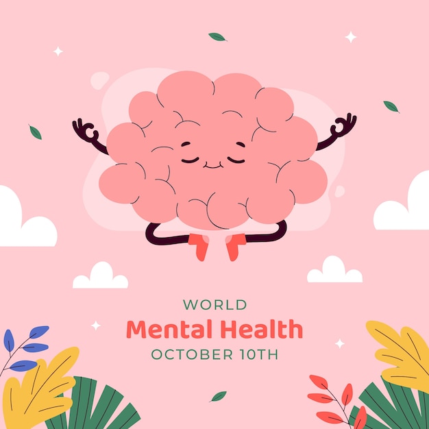 Ilustração desenhada à mão para o Dia Mundial da Saúde Mental