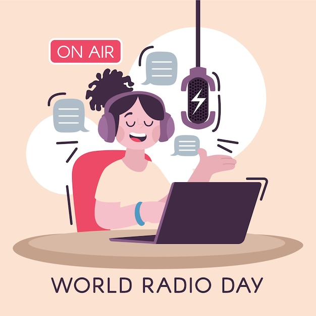 Ilustração desenhada à mão para o dia mundial do rádio