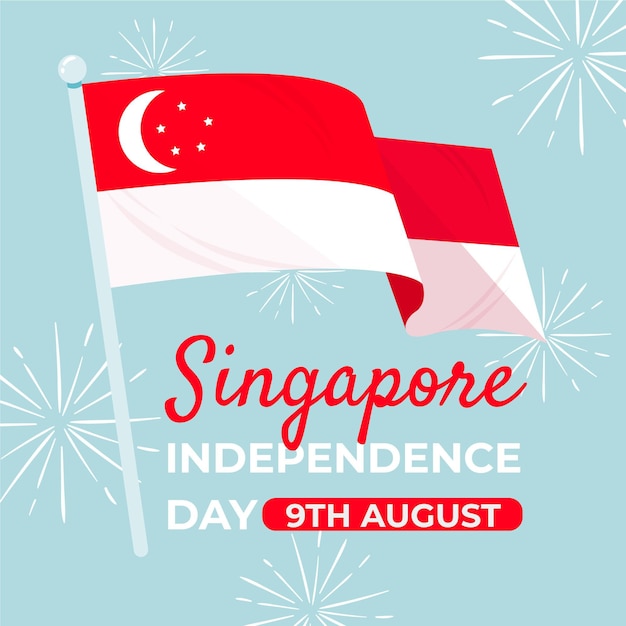 Vetor ilustração desenhada à mão para o dia nacional de singapura