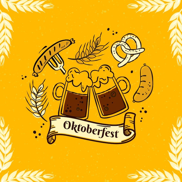 Vetor ilustração desenhada à mão para o festival oktoberfest